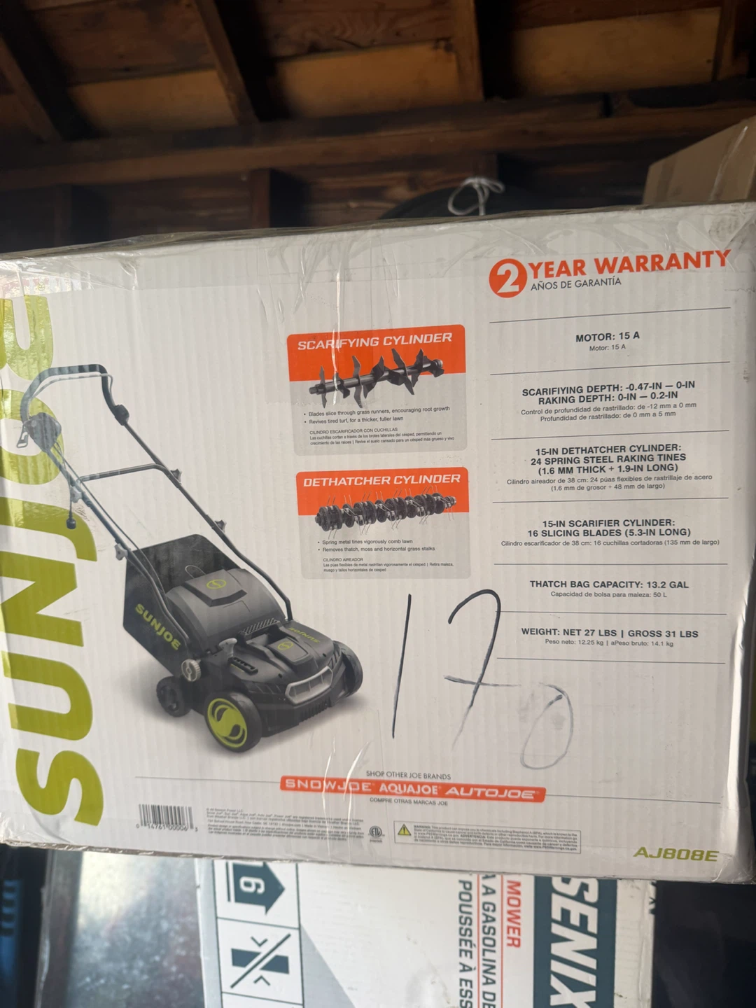 Sun Joe AJ808E Electric Dethatcher + Scarifier
