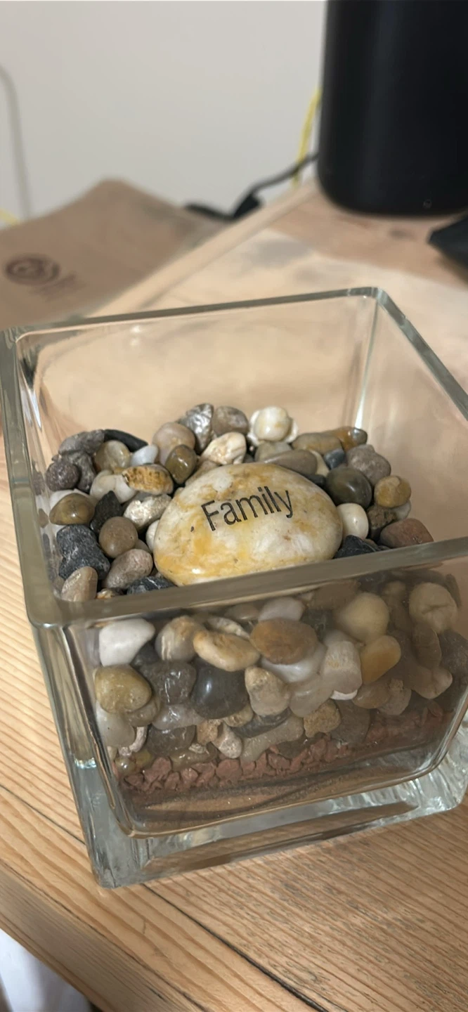 Glass Decorative Vase with Stones