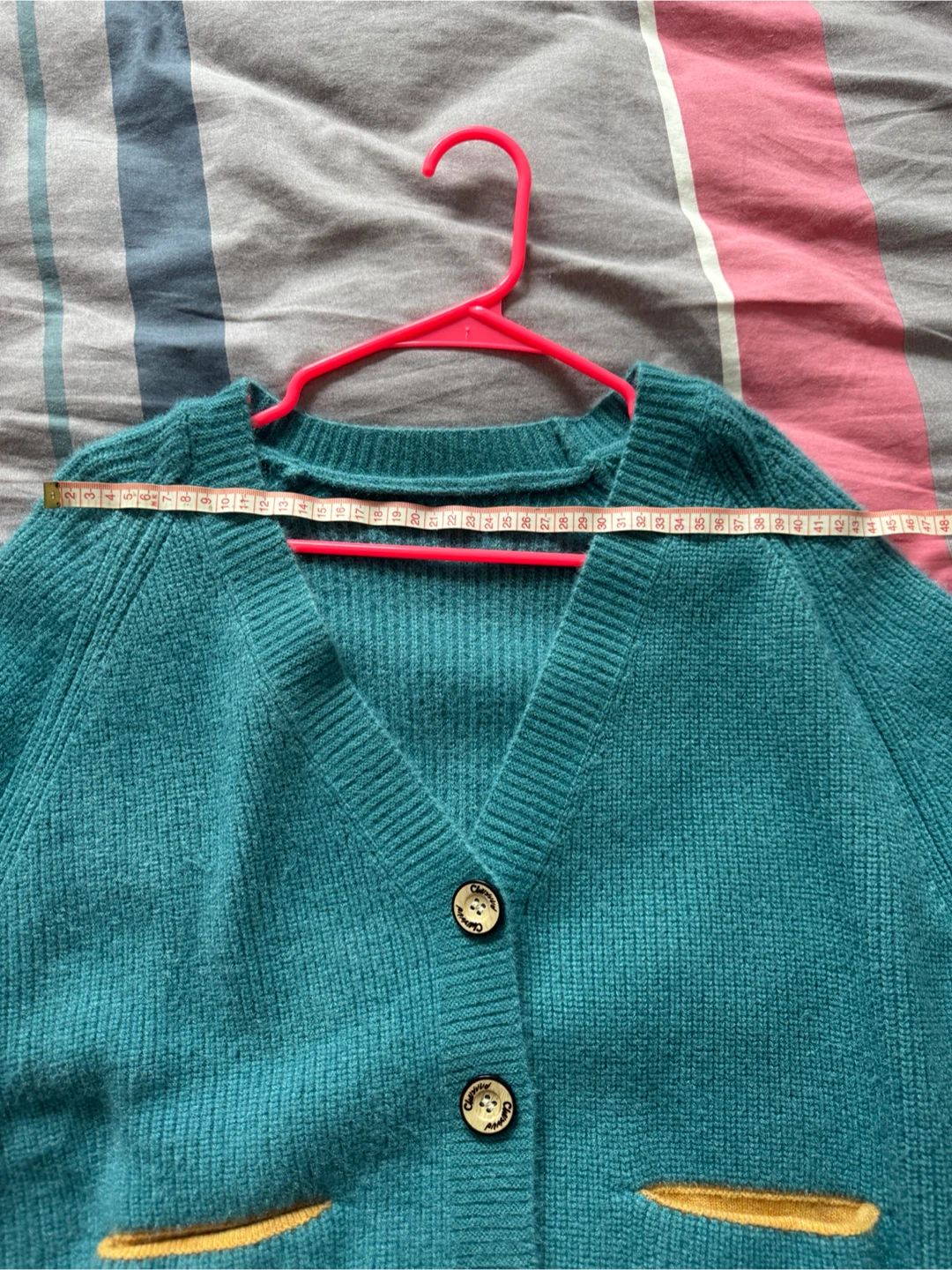 Teal Cardigan with Mustard Pockets - photo 2