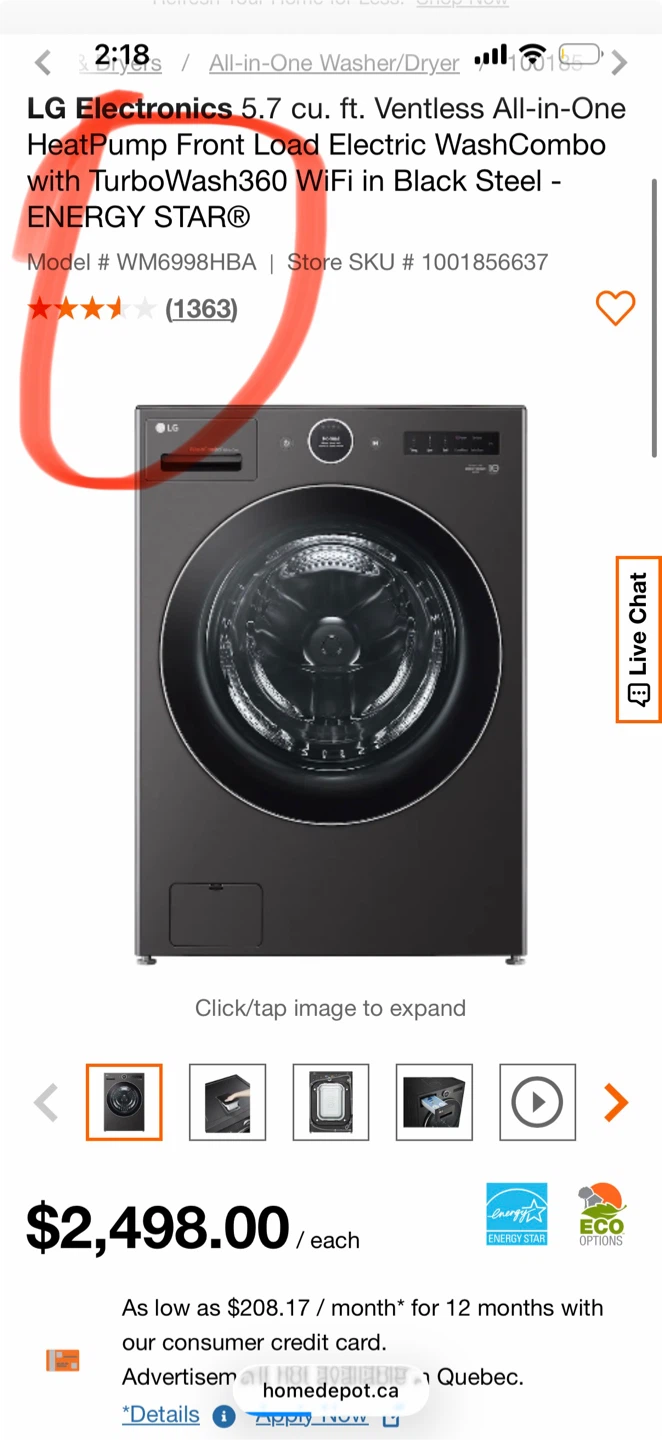 BRAND NEW LG 5.7 cu. ft. WashCombo Ventless Washer/Dryer