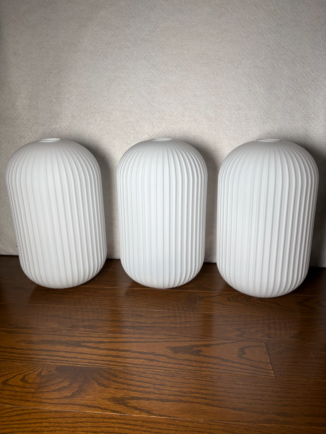 Set of 3 Ribbed Glass Pendant Light Shades