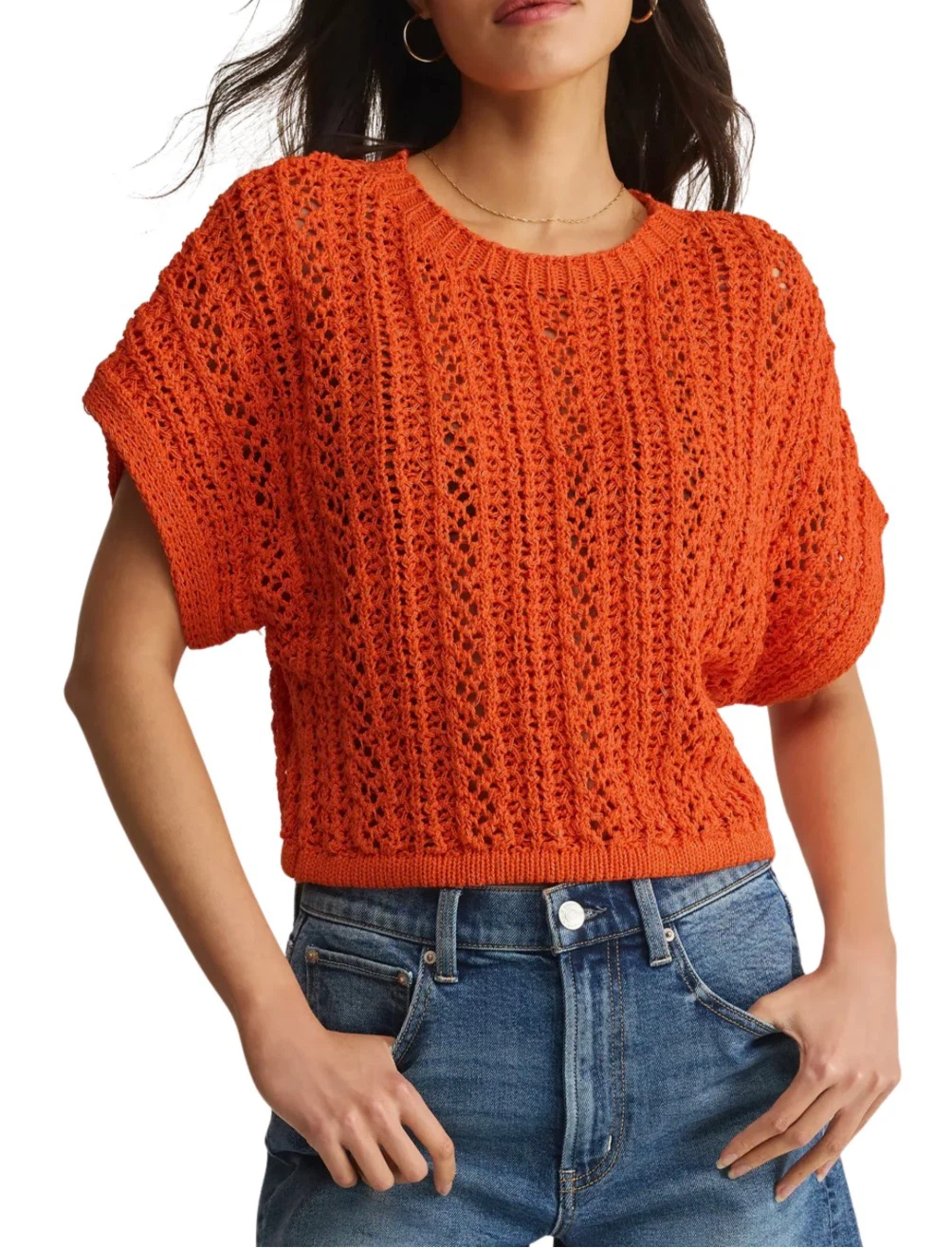 Zara Orange Crochet Open Knit Top M BNWOT - photo 2