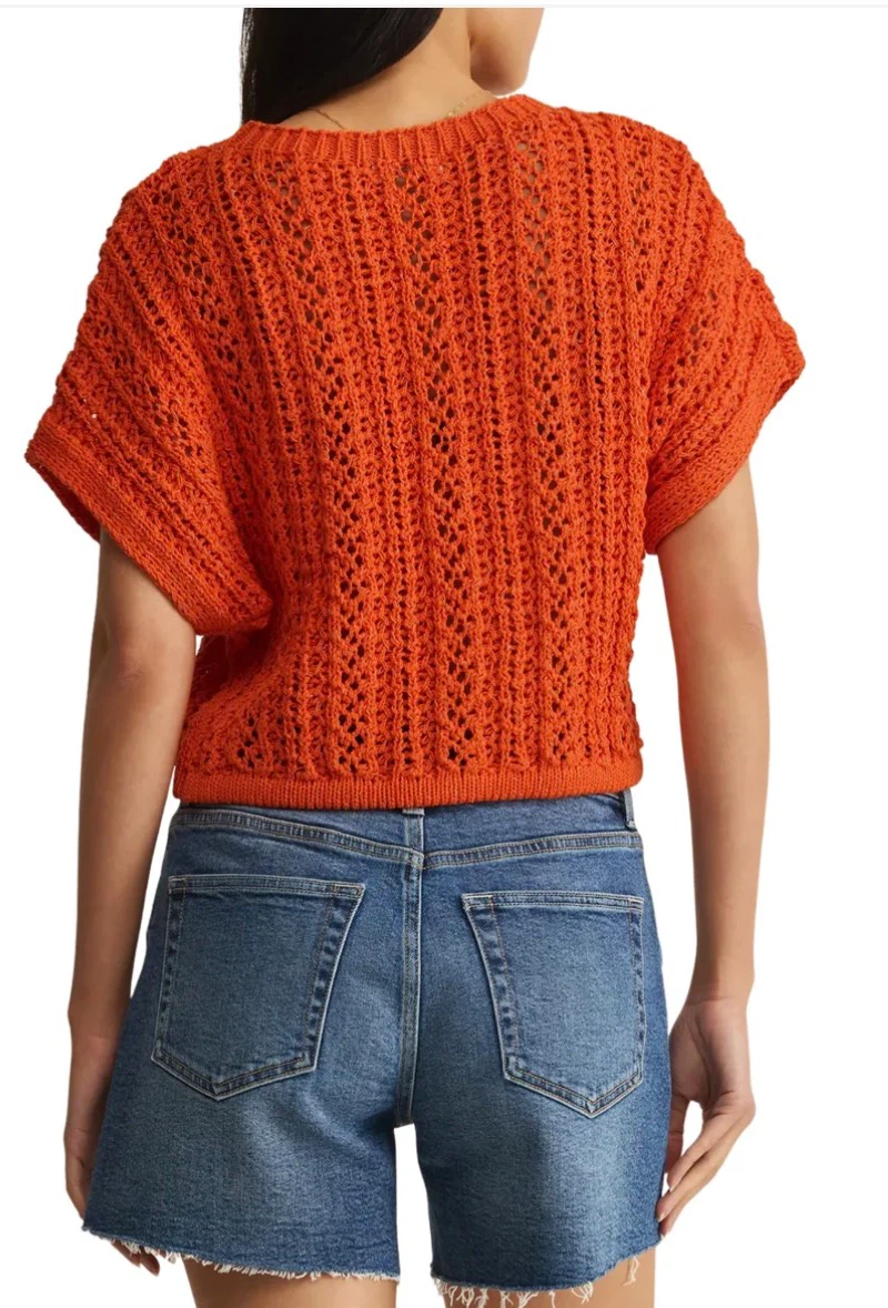 Zara Orange Crochet Open Knit Top M BNWOT - photo 3