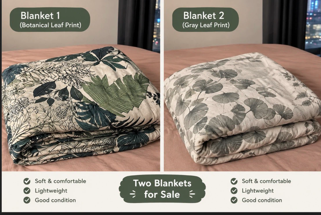 Lightweight Leaf Print Blankets