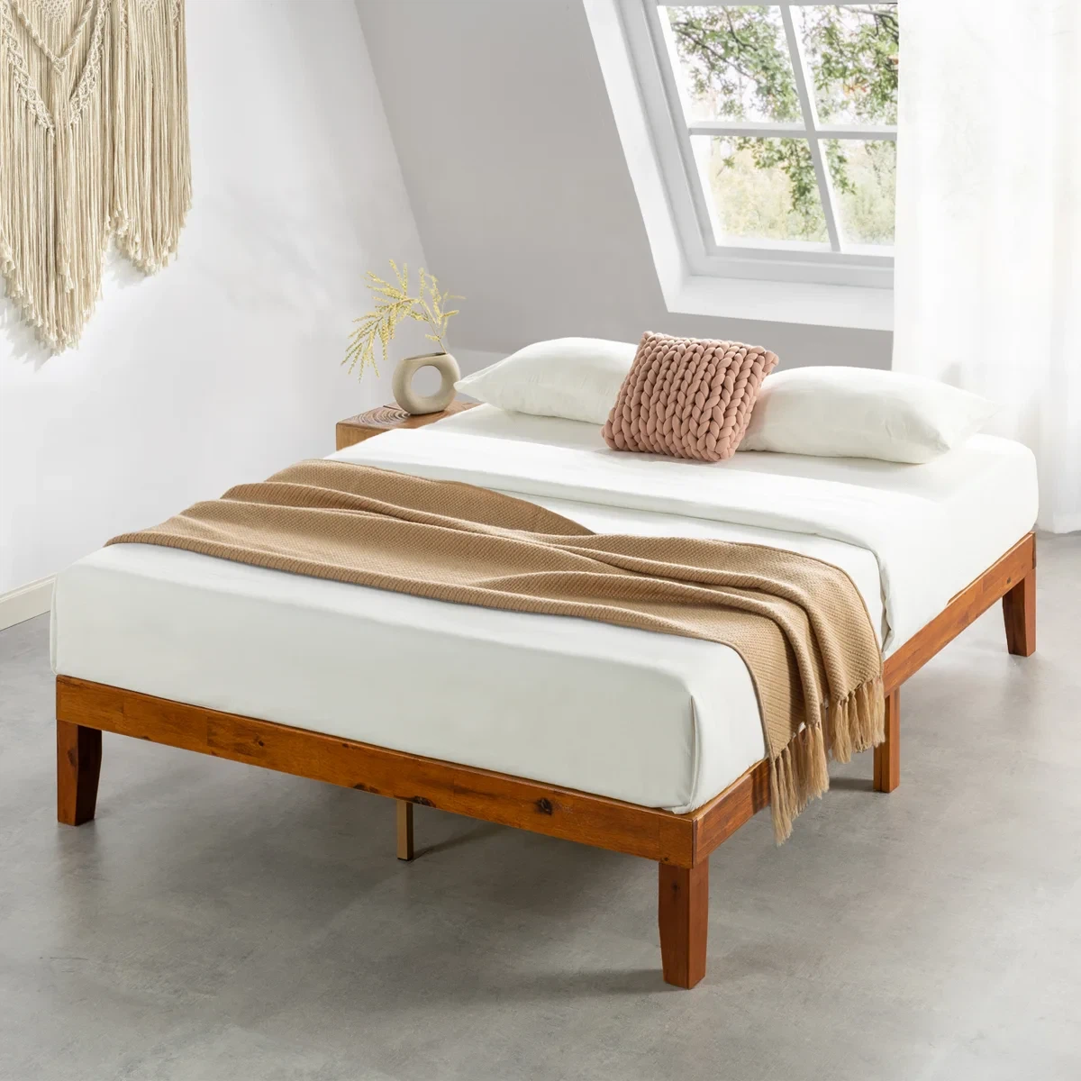 Queen Size Cherry Wood Bed Frame