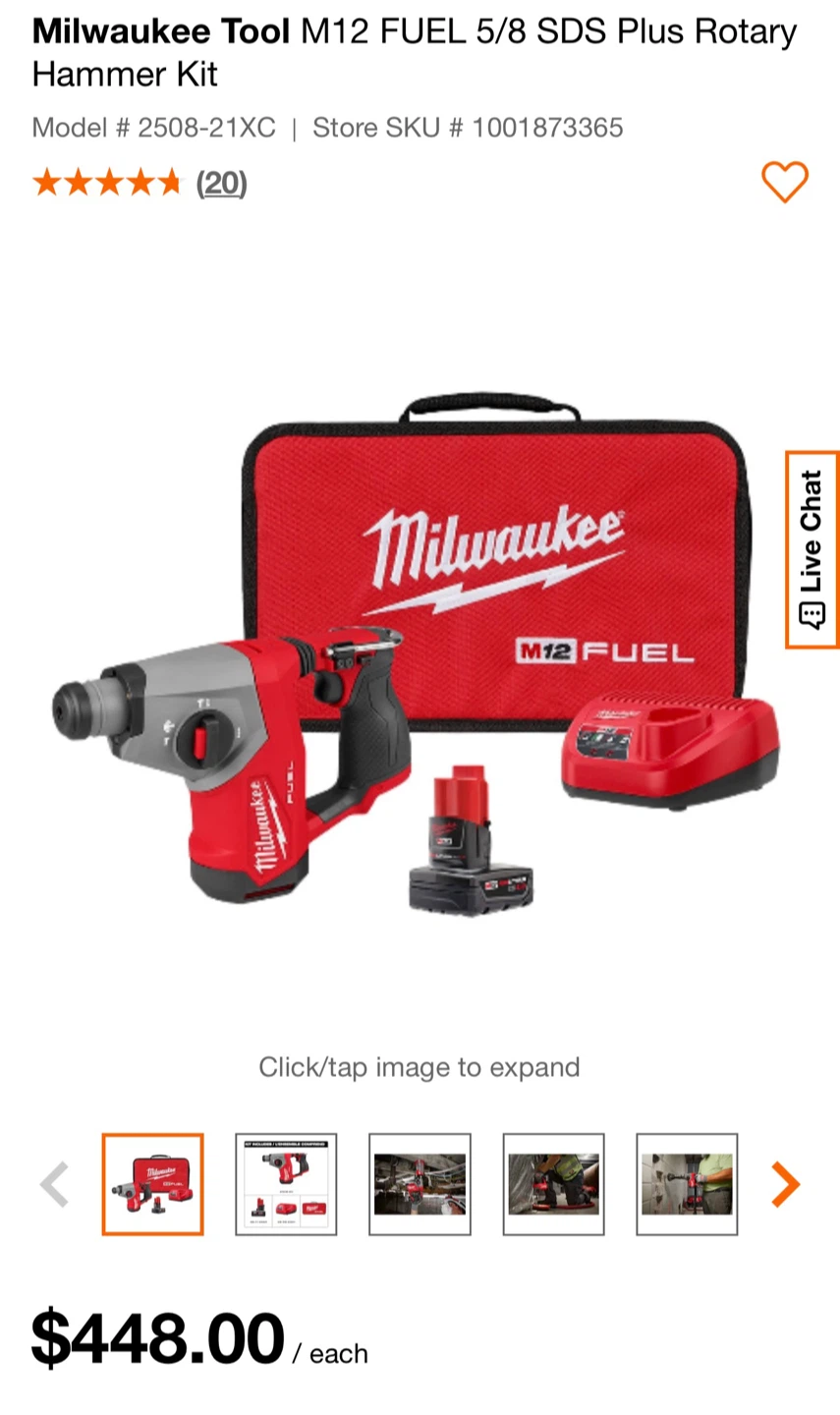Milwaukee M12 FUEL 5/8" SDS Plus Rotary Hammer Kit - photo 2
