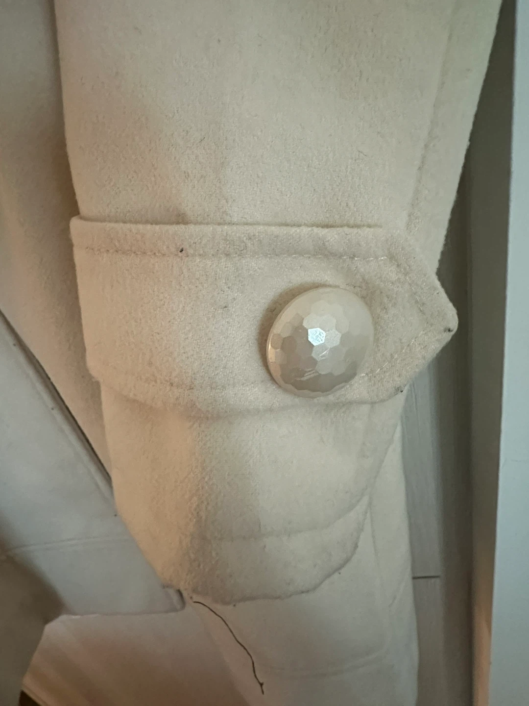 Cream White Wool-Blend Coat with Hood - photo 2