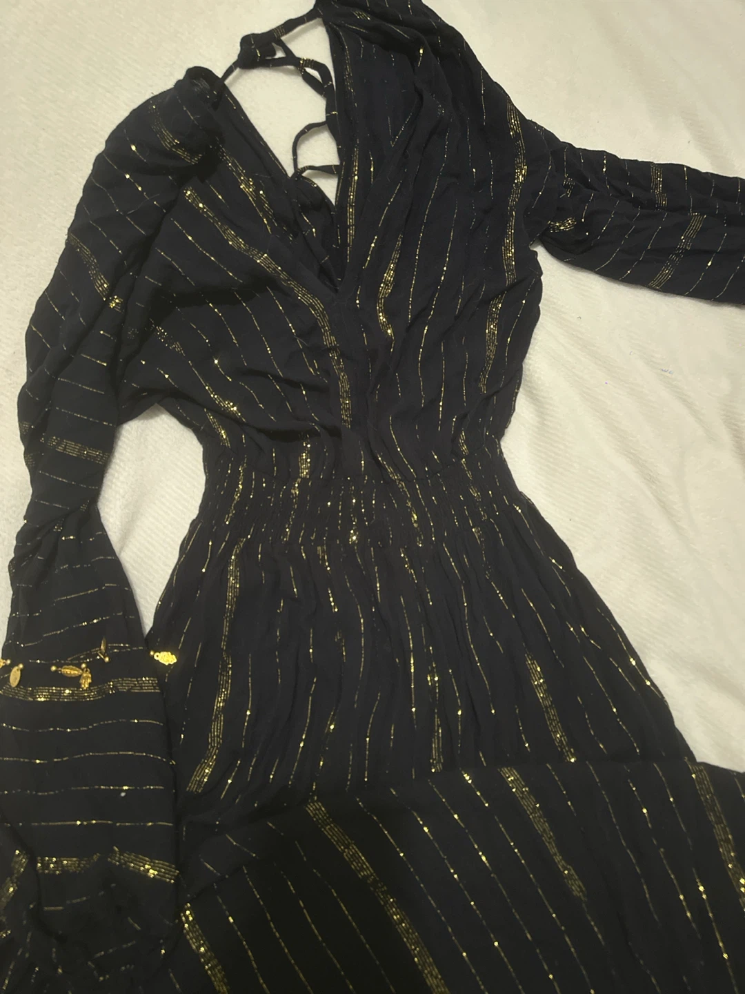 Black and gold metallic stripe dress - photo 2
