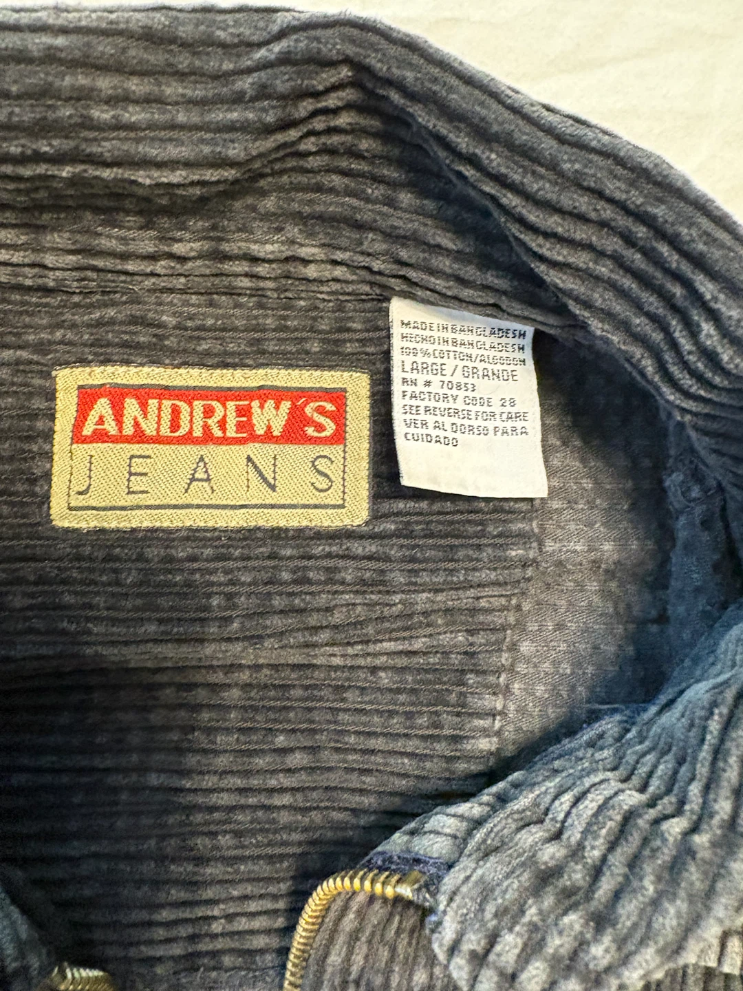Andrew's Jeans Corduroy Zip-Up Shirt - photo 2