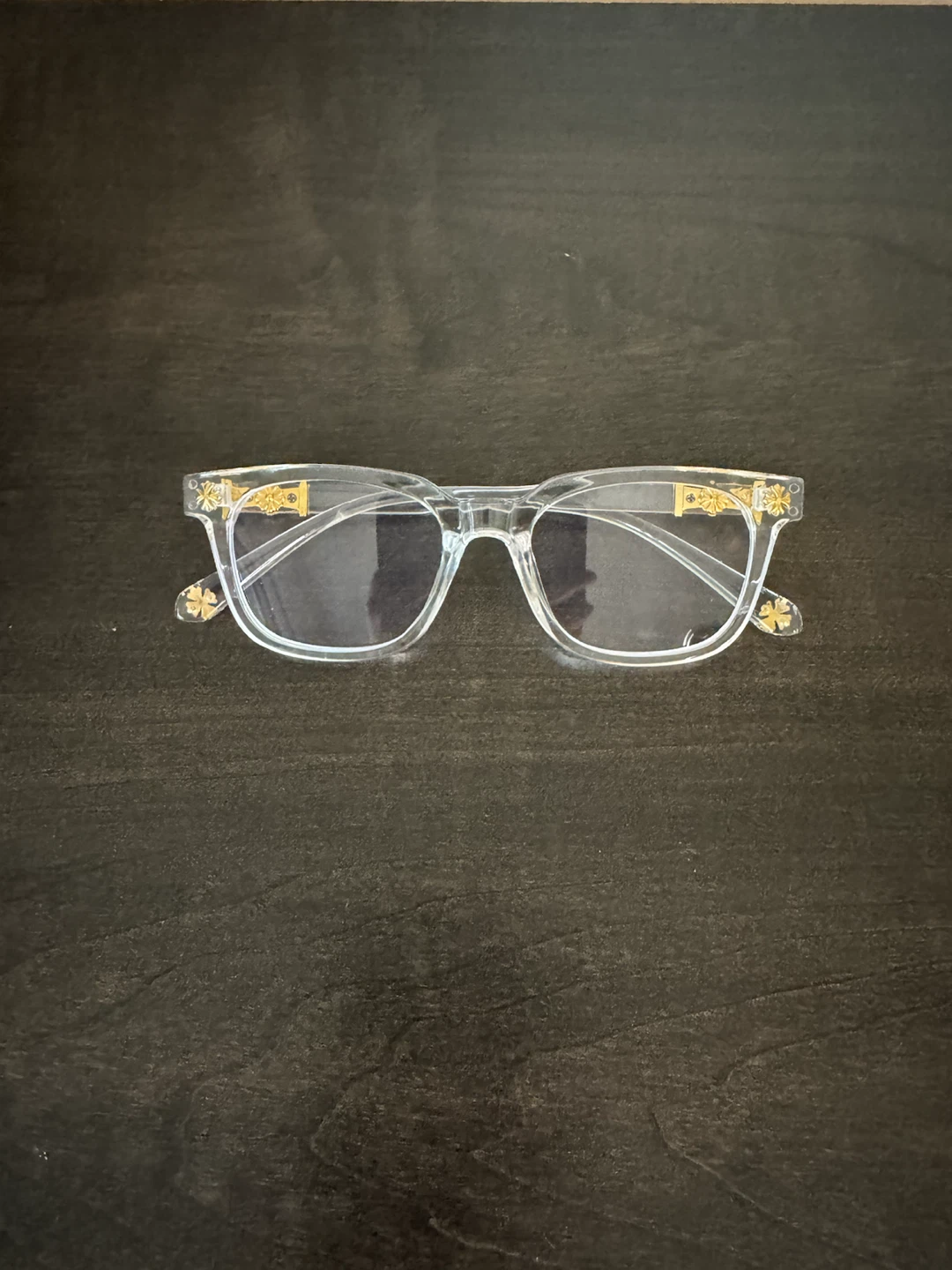 Chrome hearts Clear Glasses with Gold Accents
