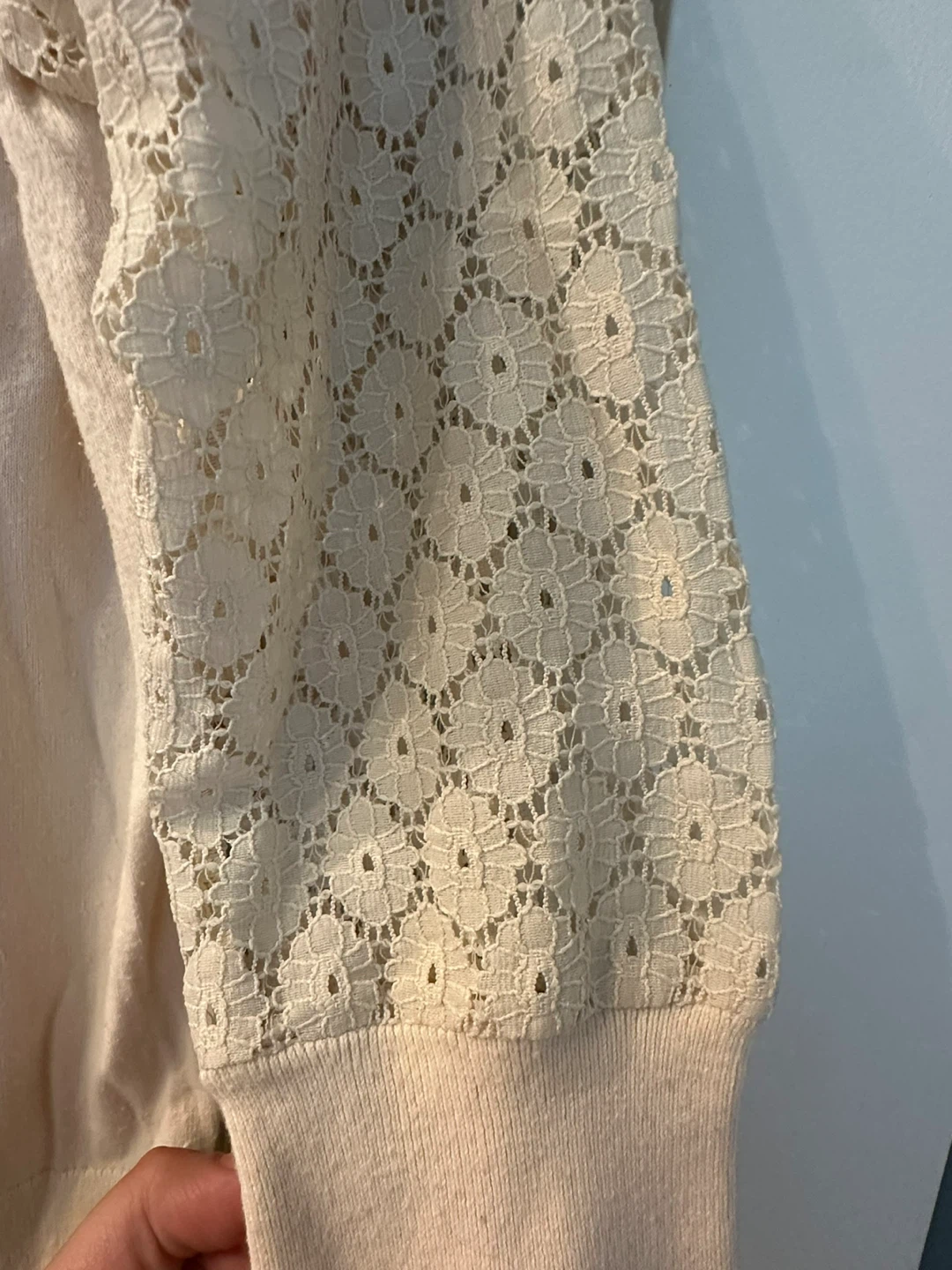 Ann Taylor Cream Cardigan with Lace Detail - photo 3