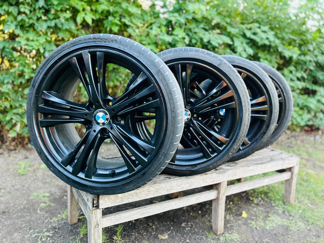 Set of 4 BMW Black Alloy Wheels with Tires