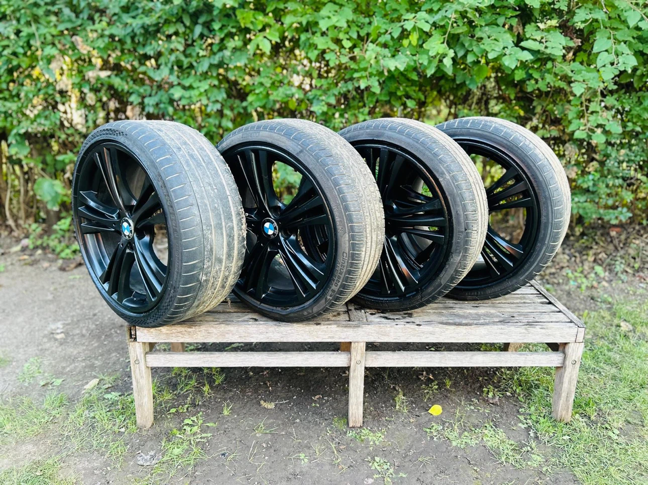 Set of 4 BMW Black Alloy Wheels with Tires - photo 2