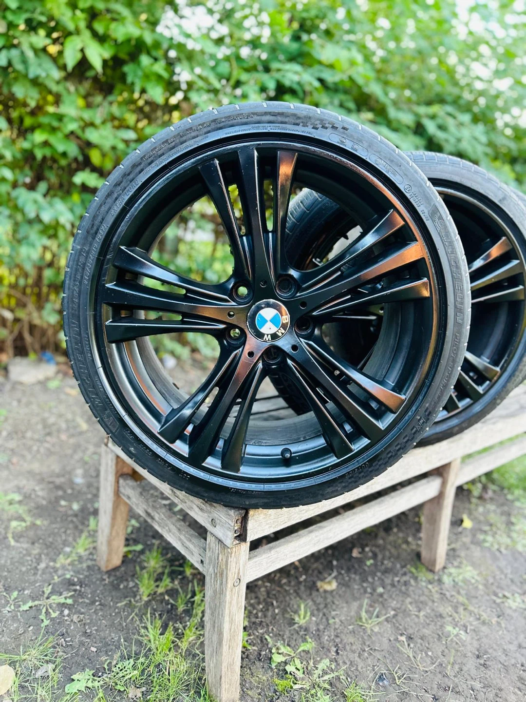 Set of 4 BMW Black Alloy Wheels with Tires - photo 3
