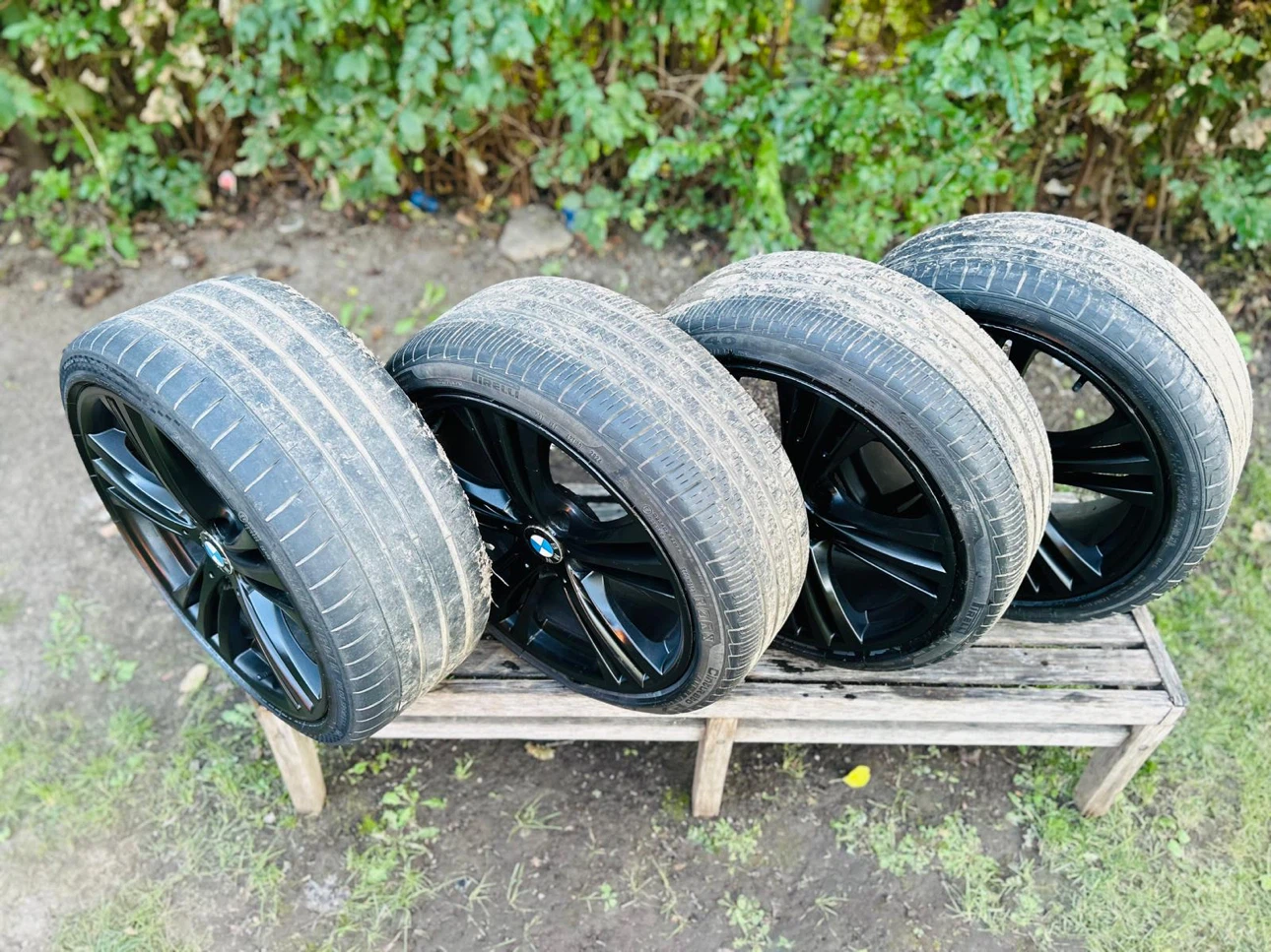 Set of 4 BMW Black Alloy Wheels with Tires - photo 4