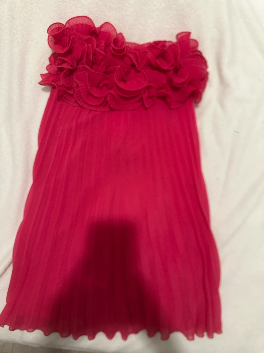 Pink Pleated Ruffle Dress