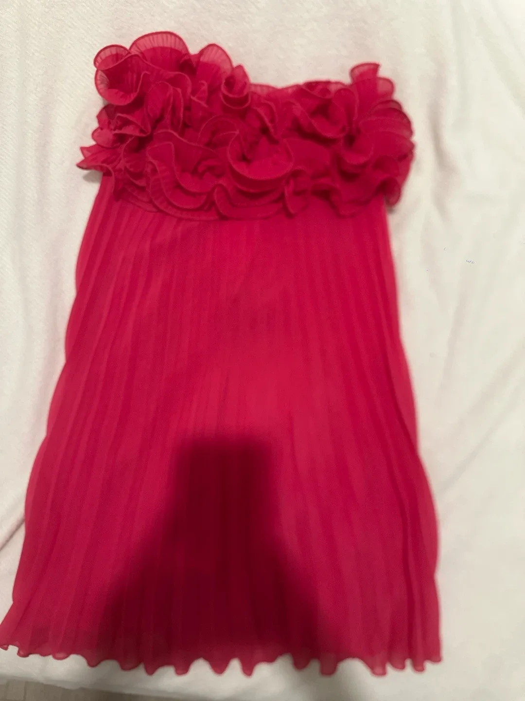 Pink Pleated Ruffle Dress