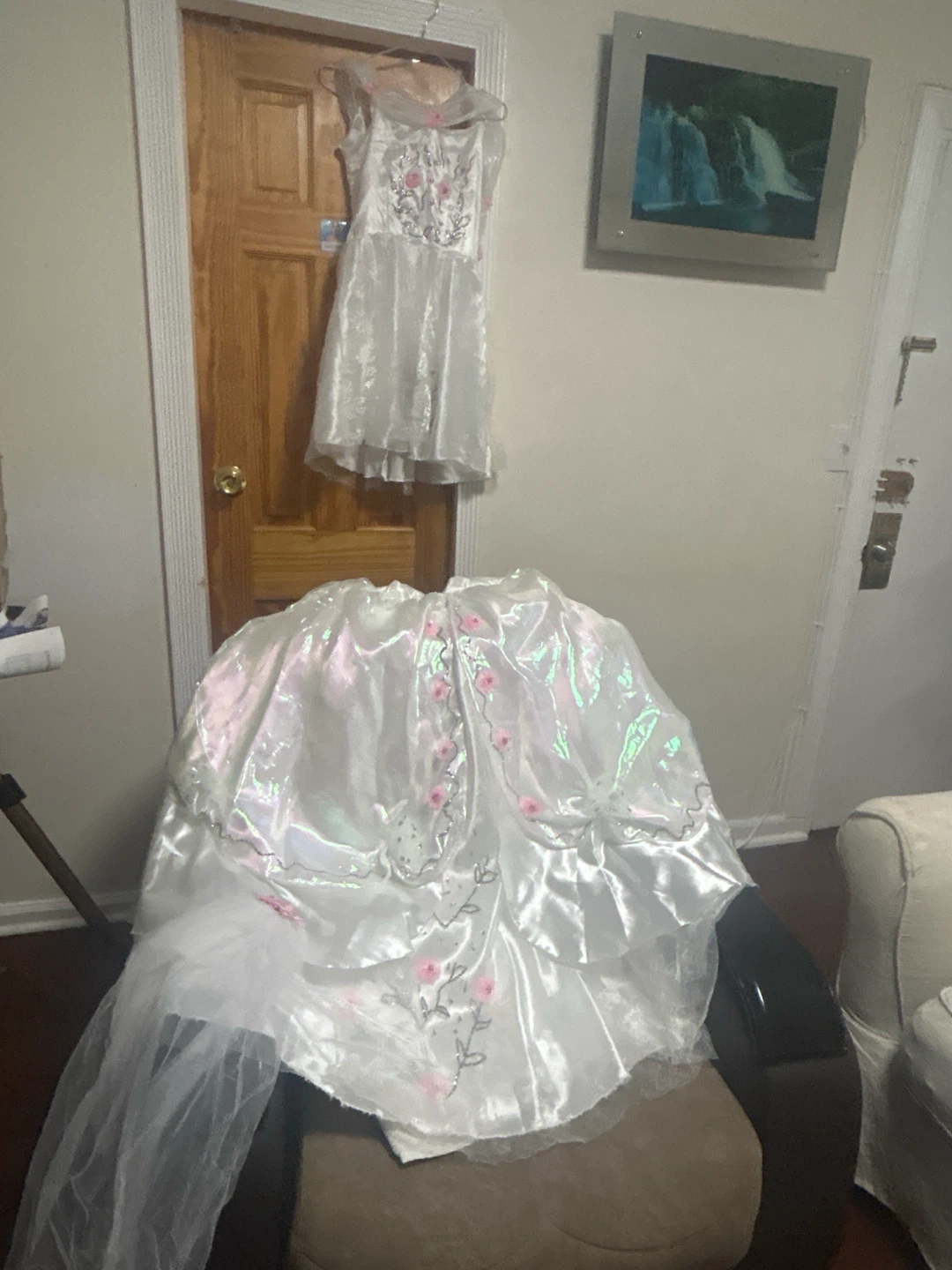 Girls White and Pink Floral Dress with Veil - photo 2