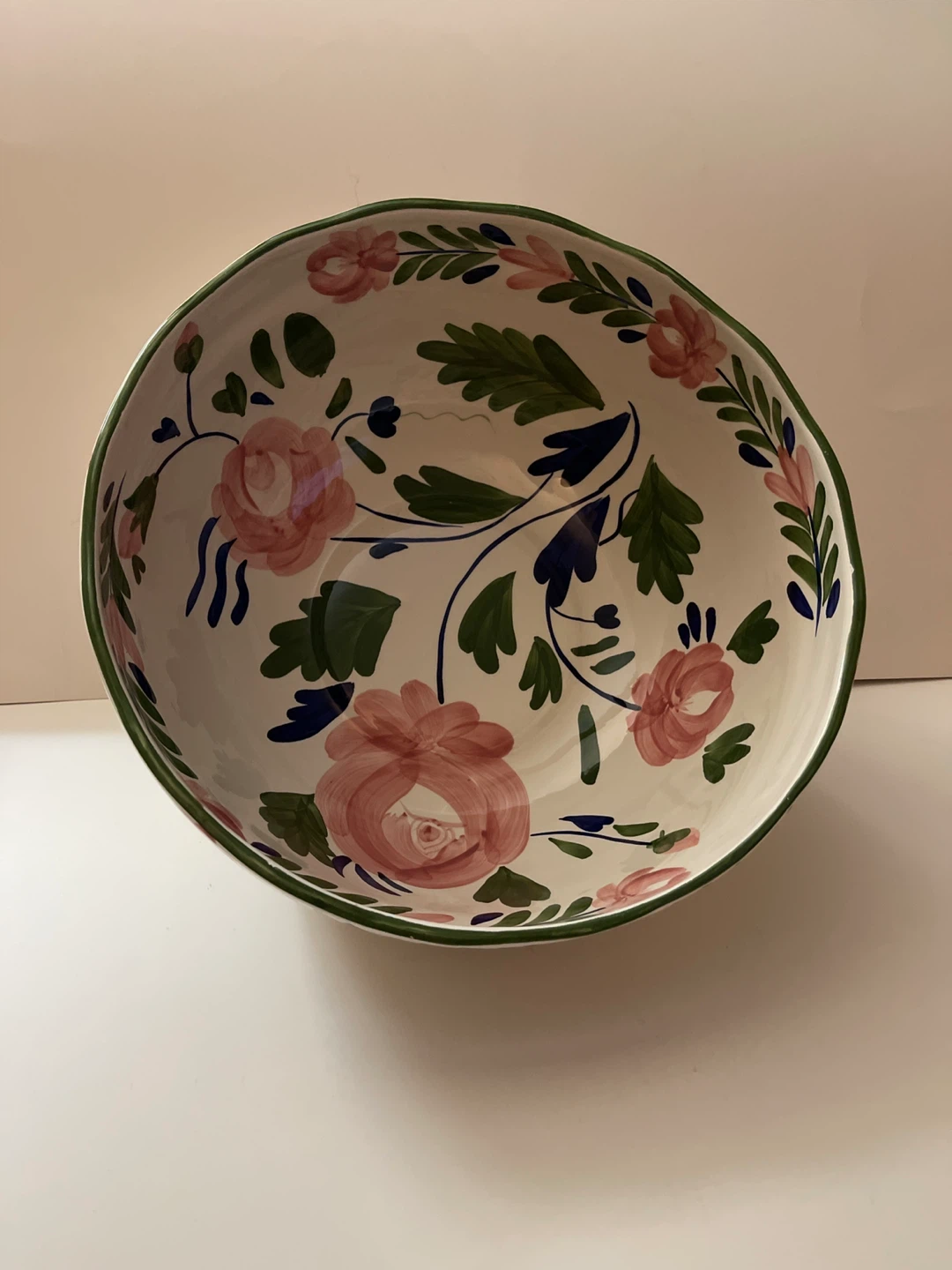 Large Floral Ceramic Serving Bowl