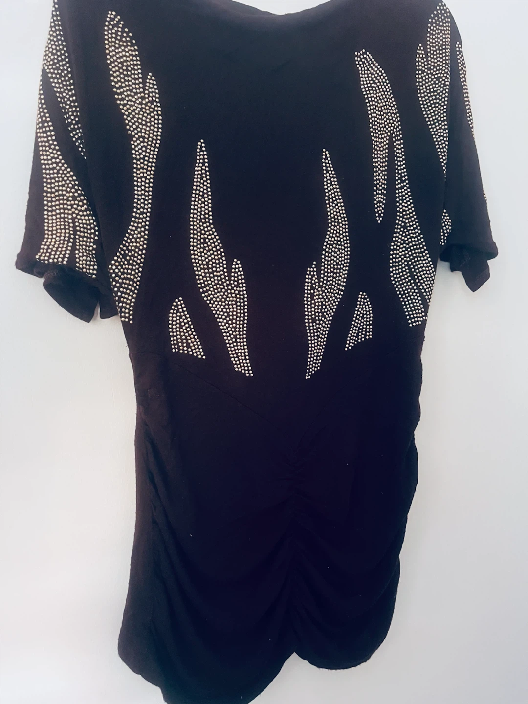 Brown Studded Short Sleeve Dress