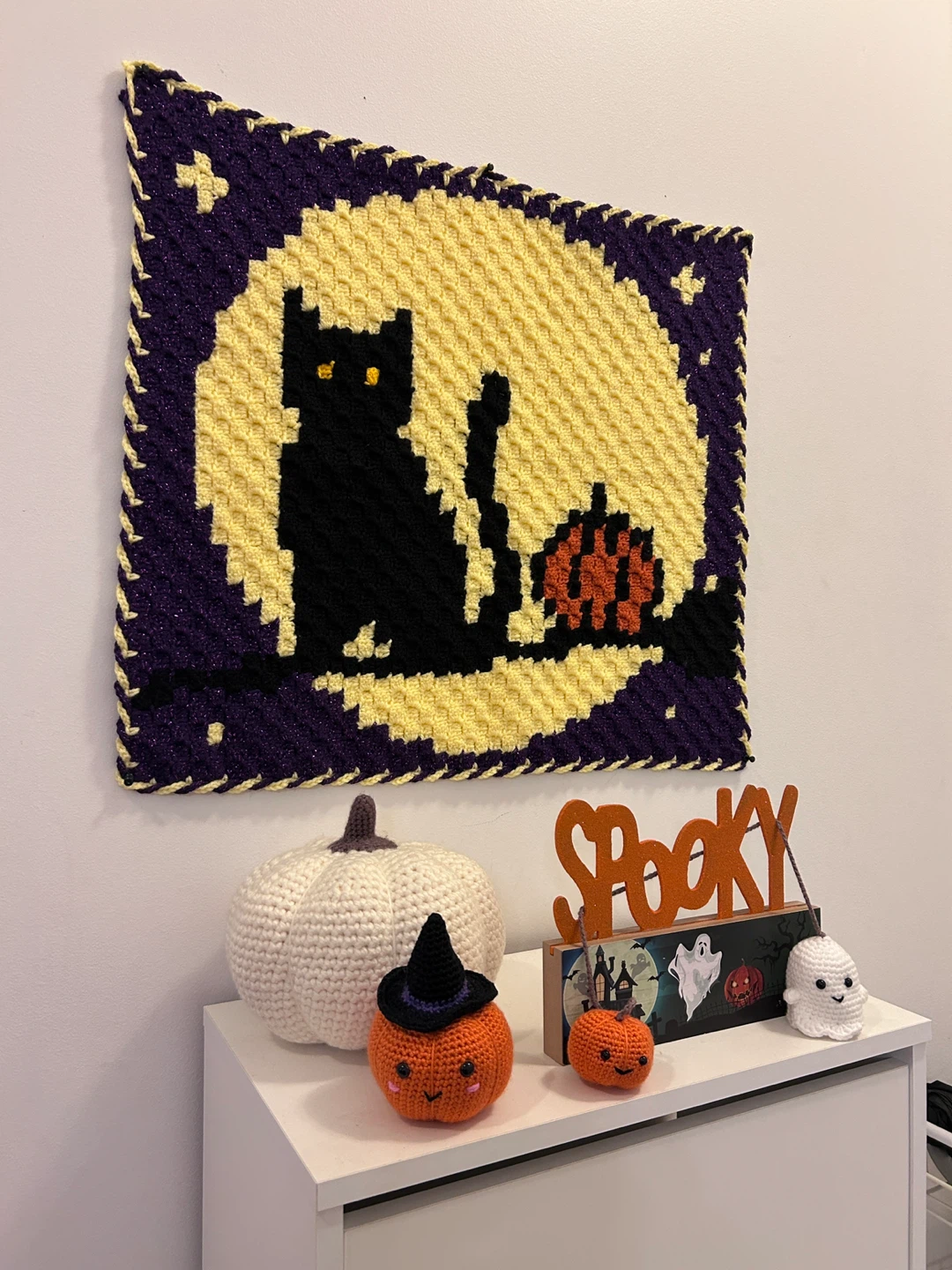 Large Handmade Crochet Halloween Wall Hanging