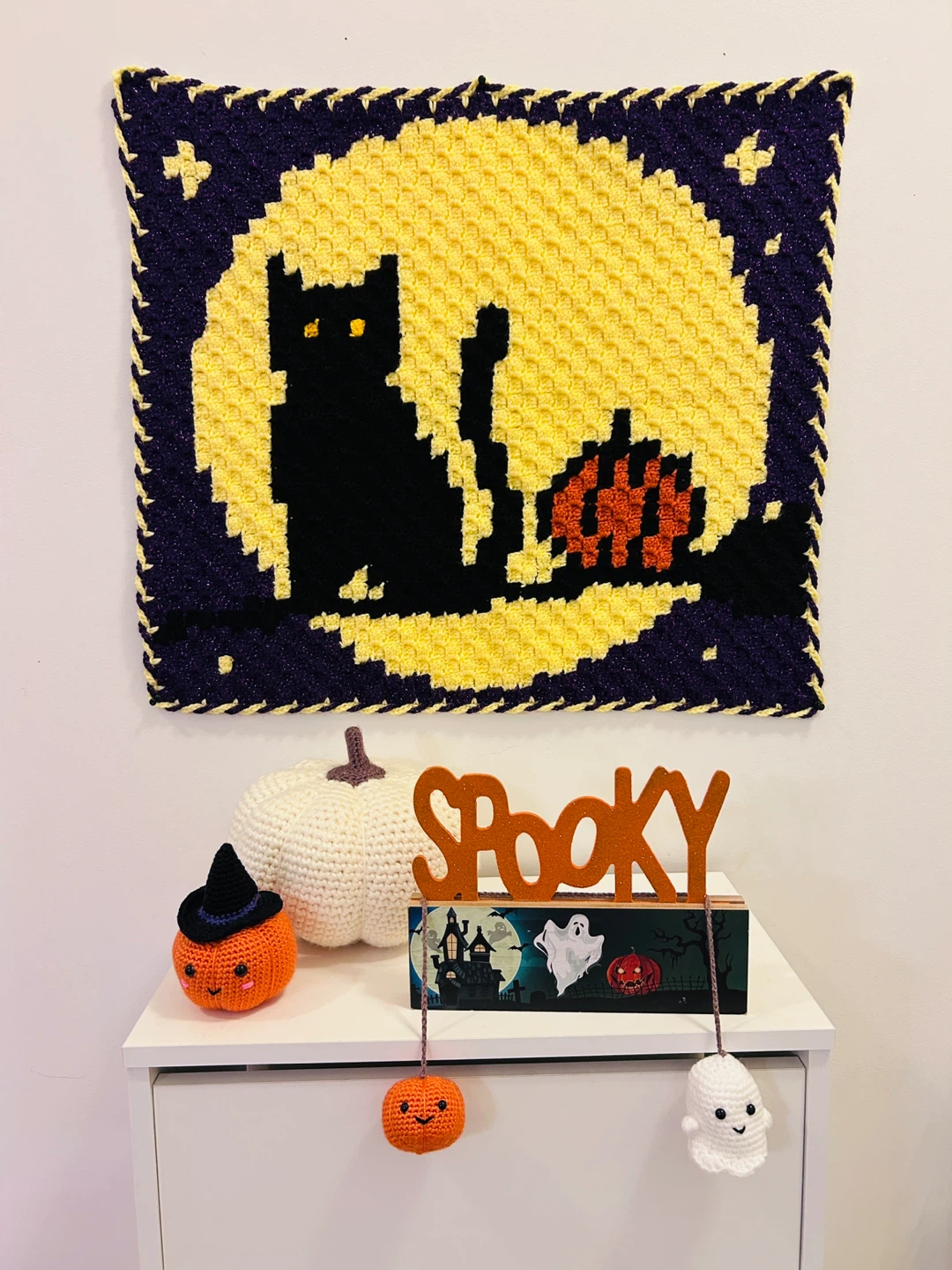 Large Handmade Crochet Halloween Wall Hanging - photo 4