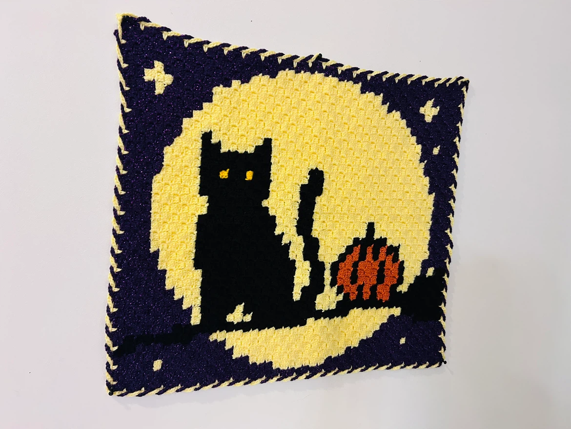Large Handmade Crochet Halloween Wall Hanging - photo 5