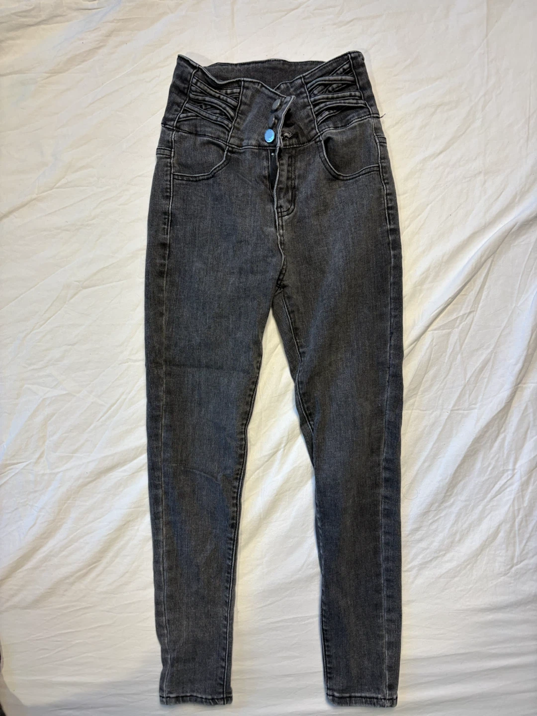 High-Waisted Grey Denim Jeans