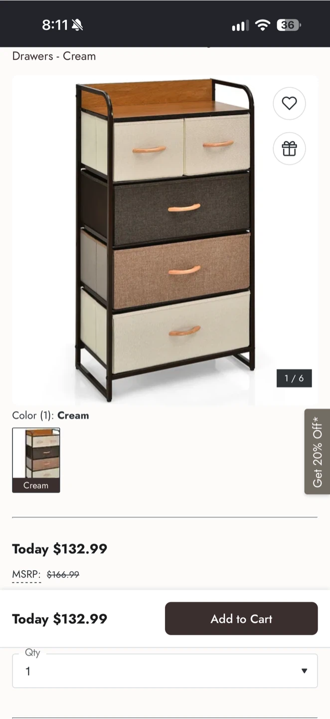 Gray Fabric Storage Dresser with Wood Handles - photo 4