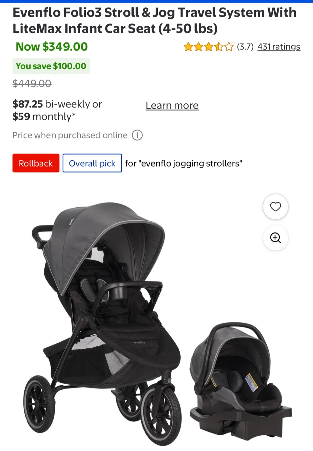Evenflo Folio3 Stroll & Jog Travel System