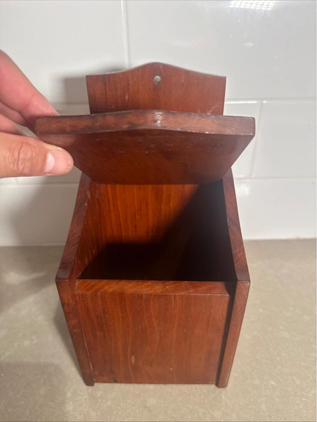 Vintage Wall Mounted Wooden Storage Bin - photo 2