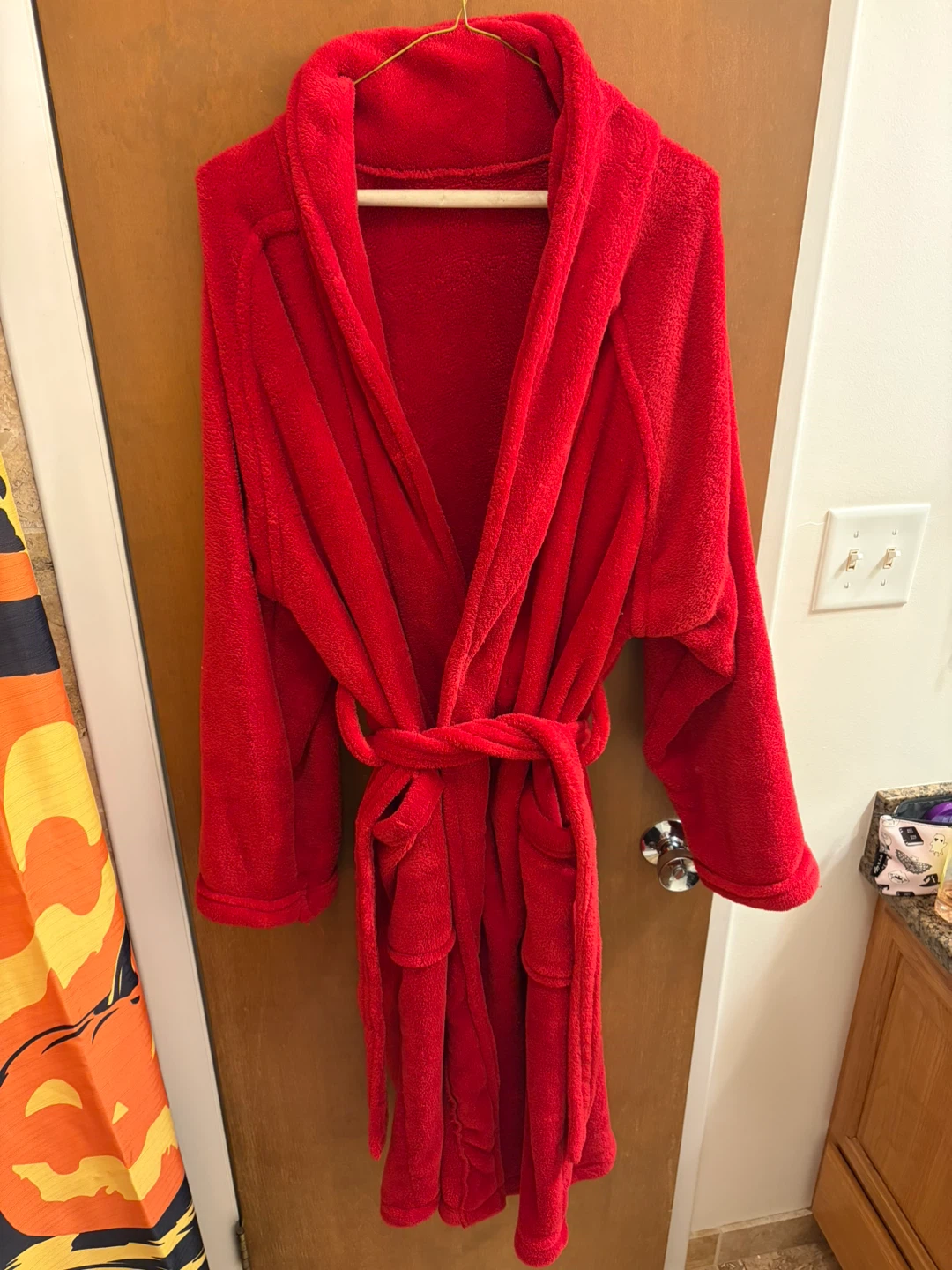 Red Plush Bathrobe