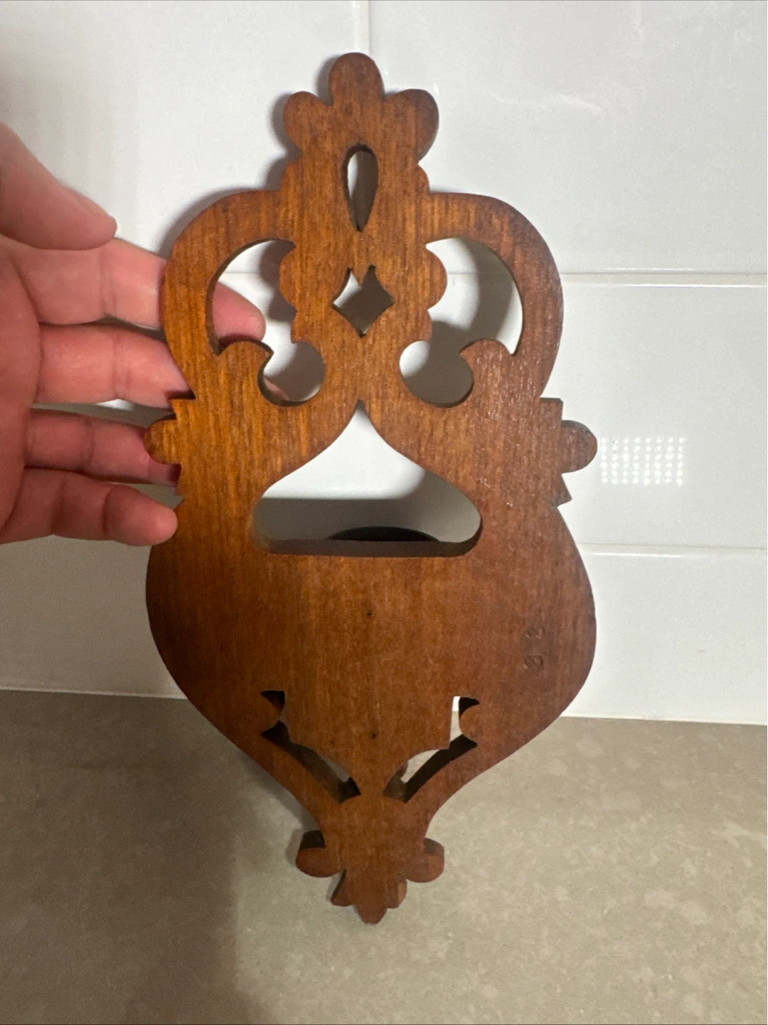 Vintage Carved Wood Wall Sconce Candle Holder - photo 3