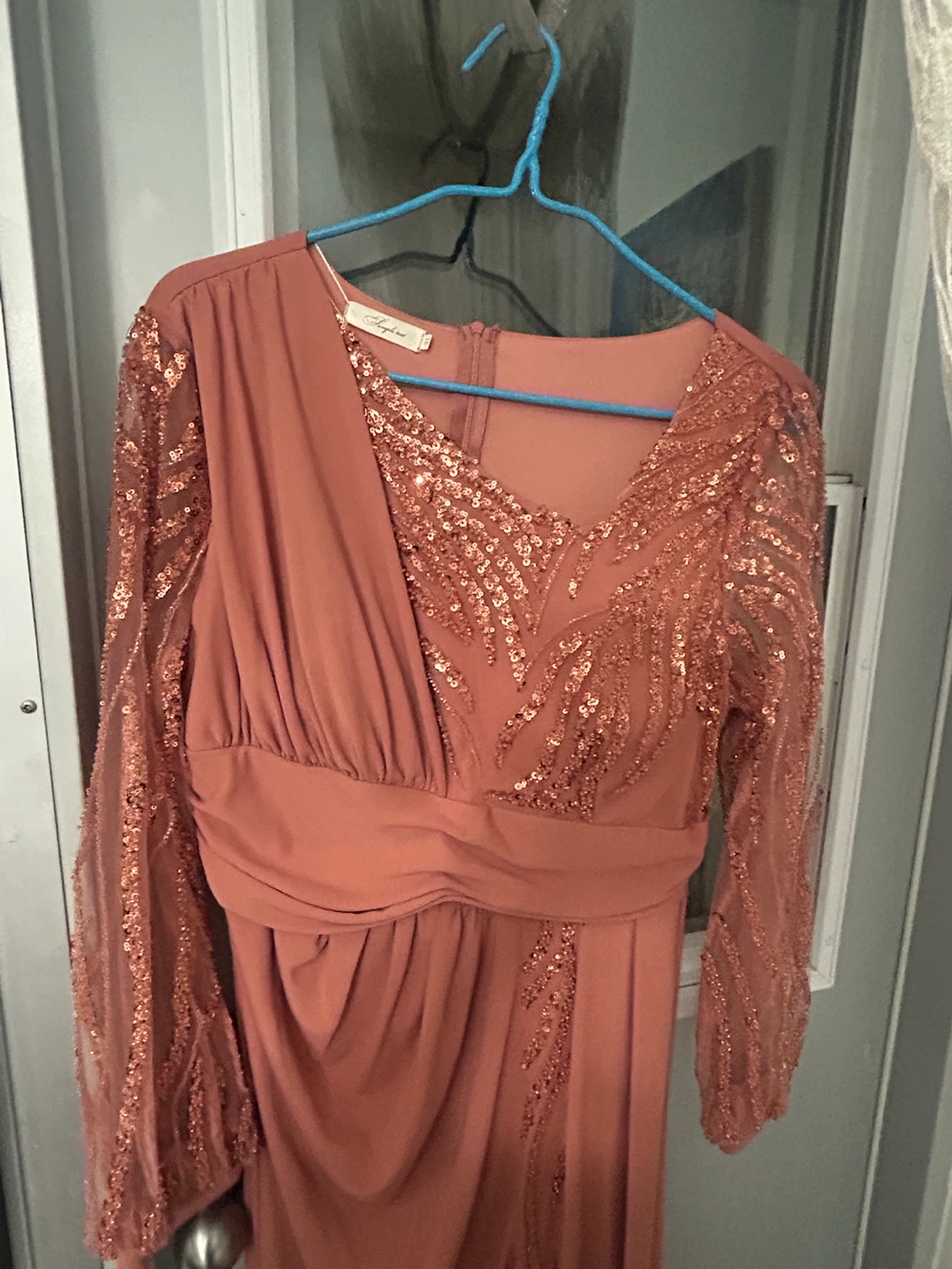 Rose Gold Sequined Evening Gown - Size XL - photo 2