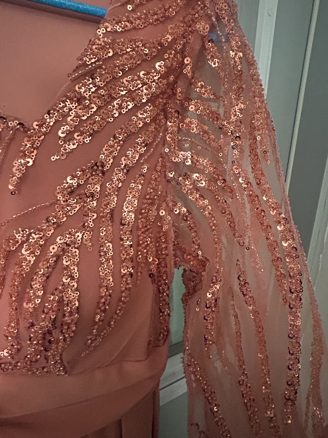 Rose Gold Sequined Evening Gown - Size XL - photo 3
