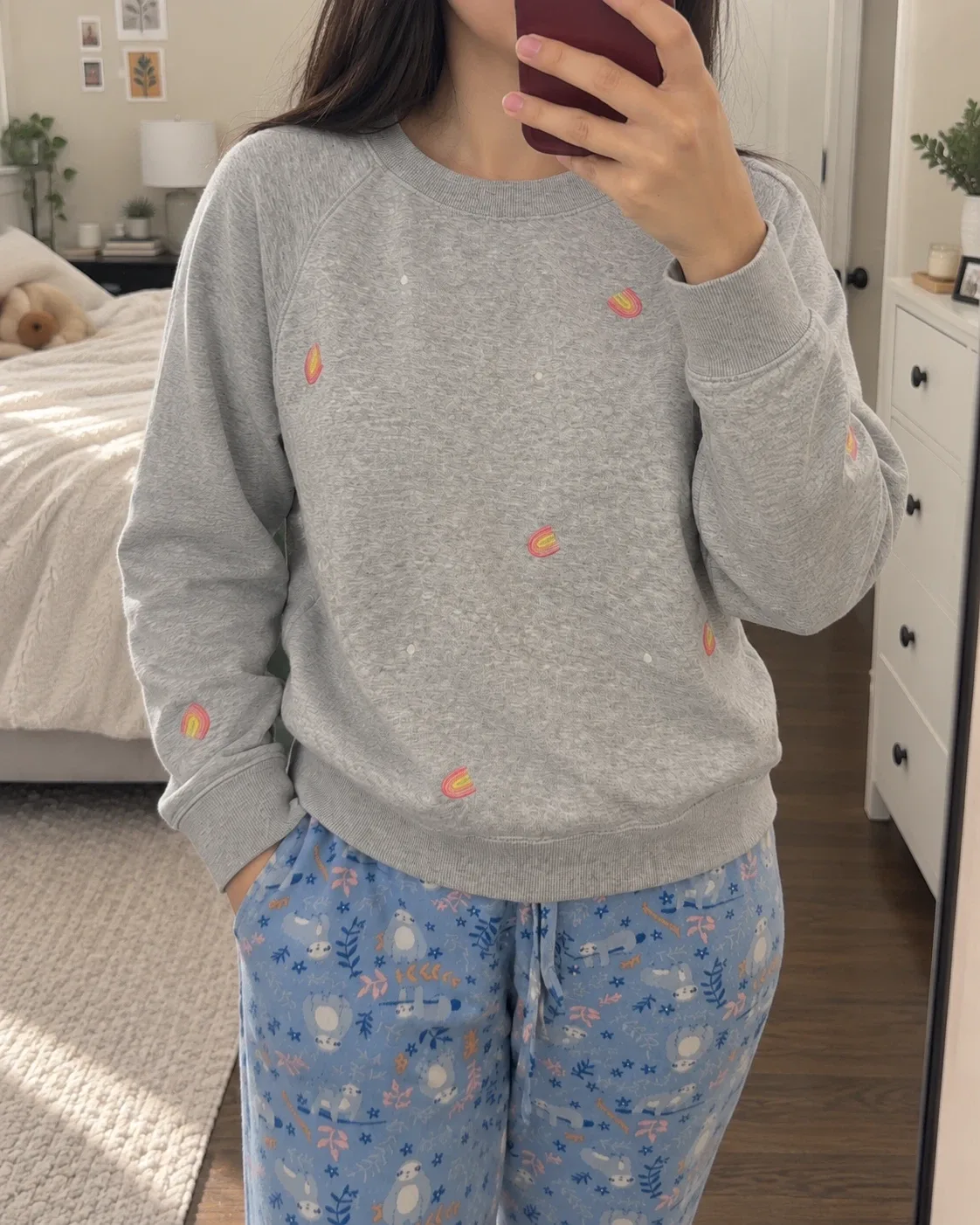 Grey Rainbow Embroidered Sweatshirt