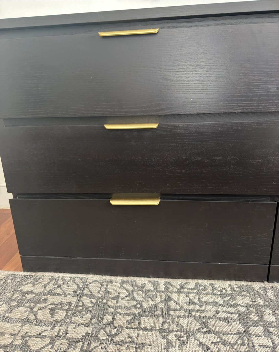 Black 6-Drawer Dresser with Gold Handles - photo 3