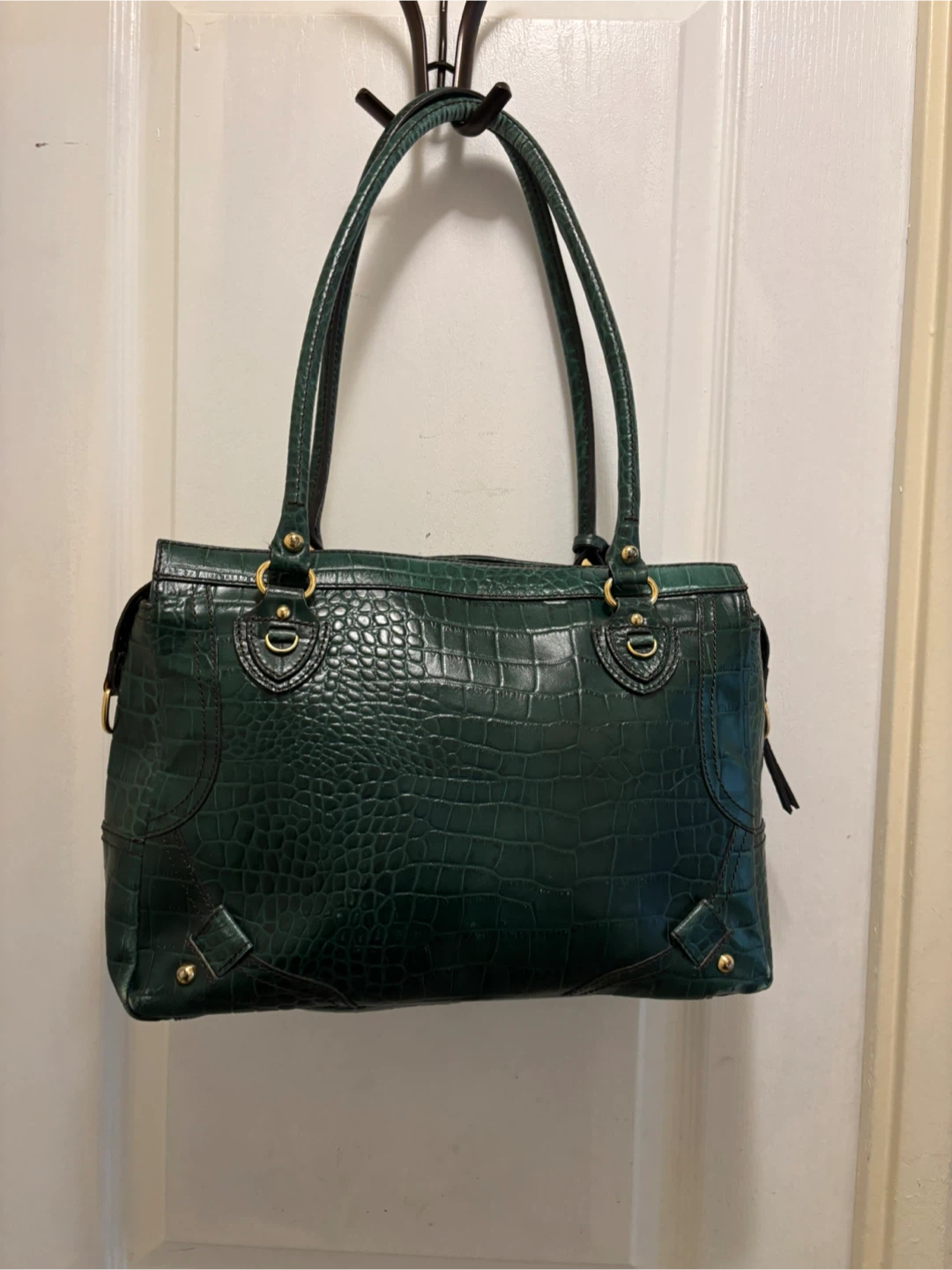 Etienne Aigner Green Crocodile-Embossed Handbag - photo 2