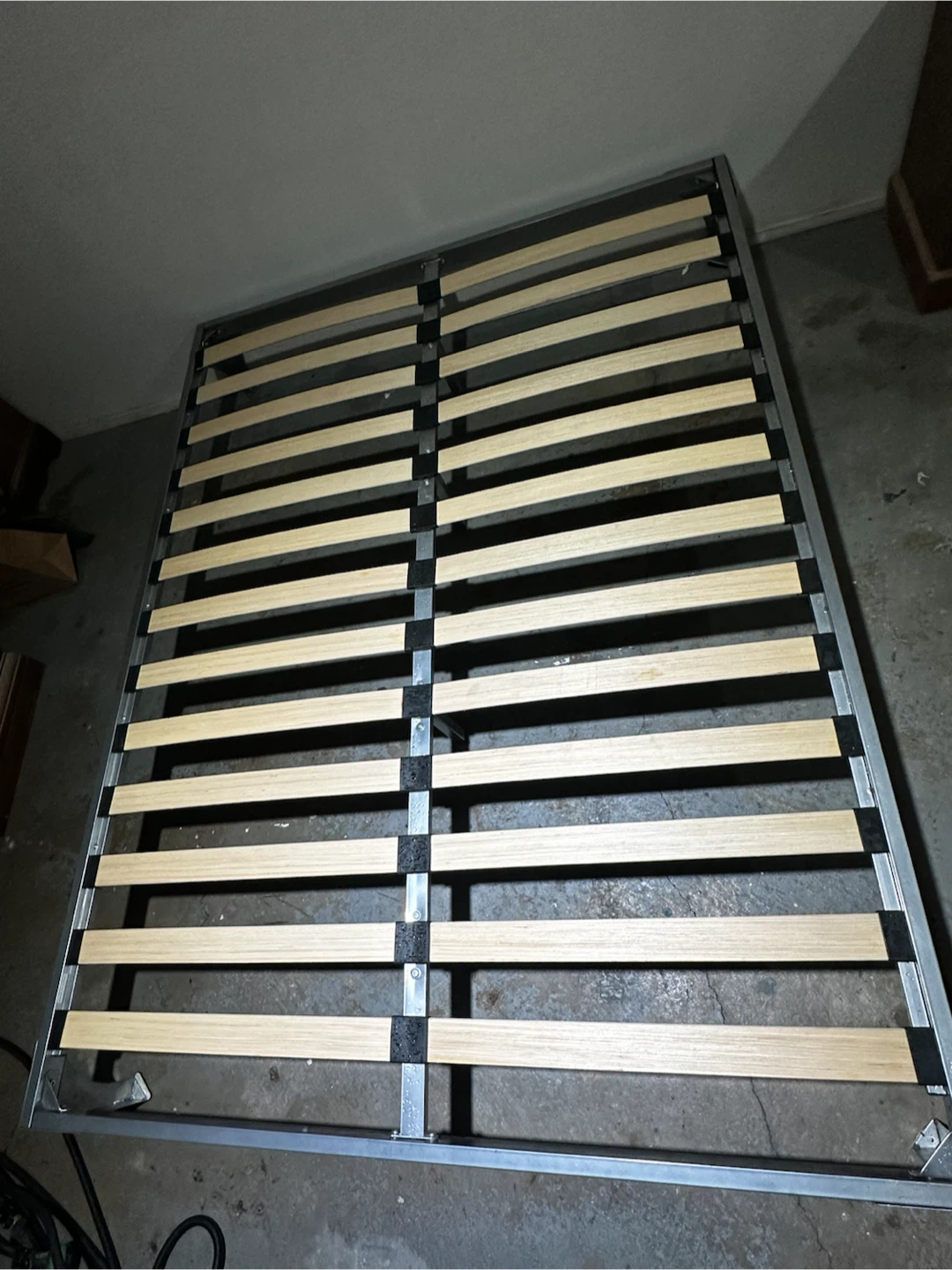 Double Metal Bed Frame with Wooden Slats