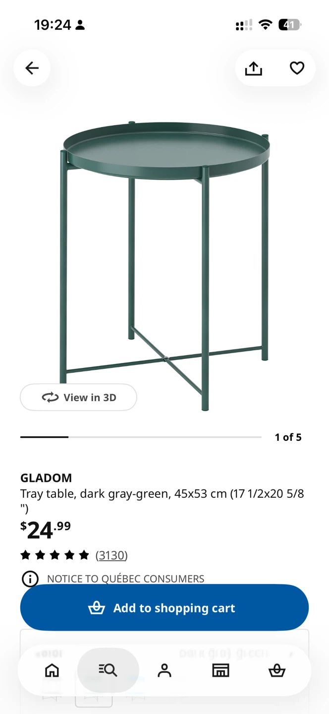 IKEA GLADOM Tray Table - Dark Gray-Green - photo 2
