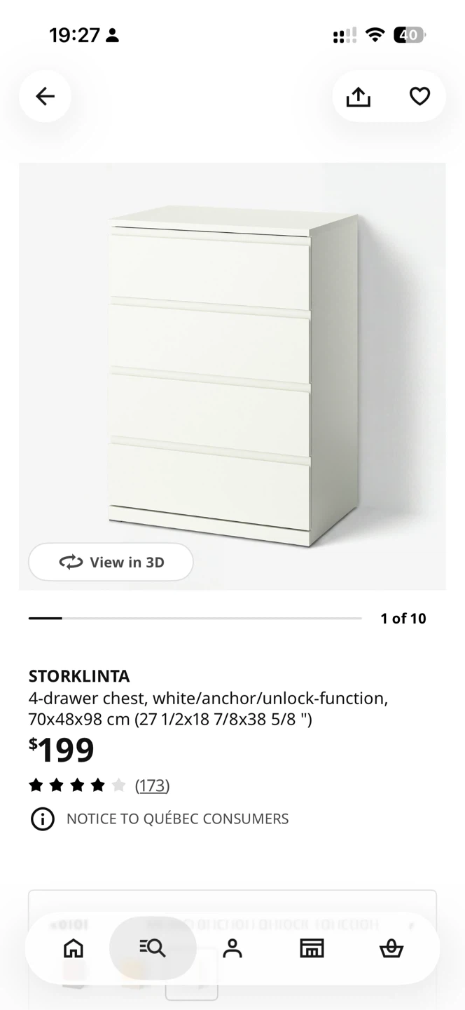 IKEA Storklinta 4-Drawer Chest - White - photo 2
