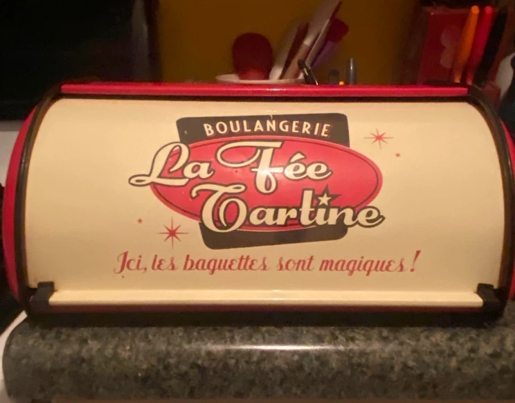 La Fée Tartine Vintage Red Bread Box