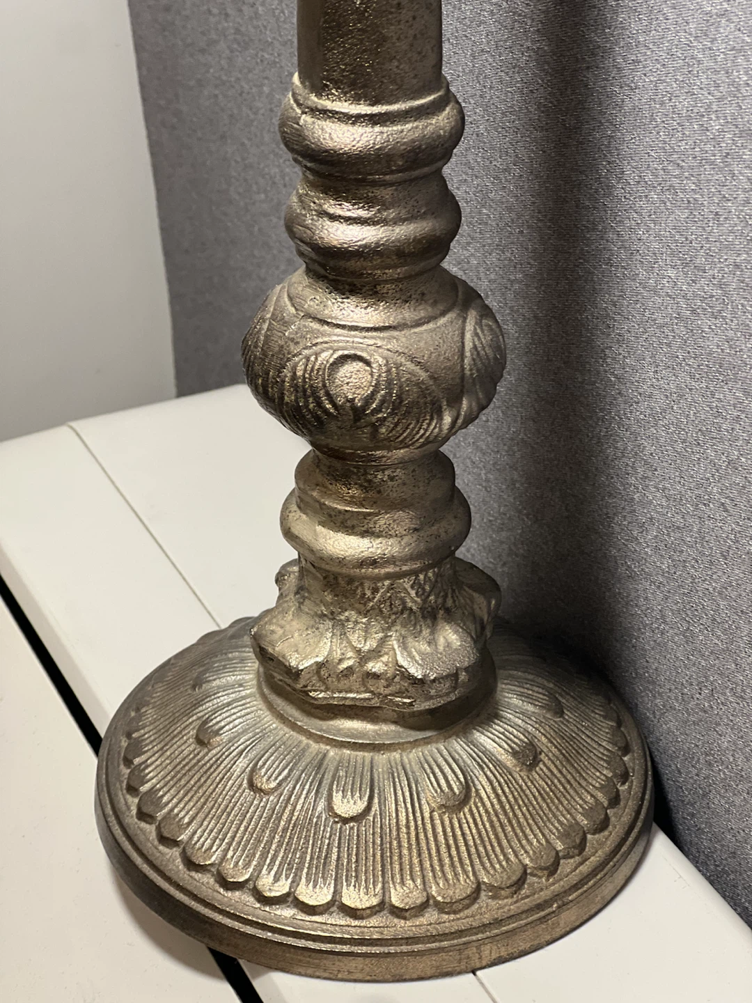 19” Vintage-Style Silver/Pewter Tone Candlestick Modern Decor - photo 5