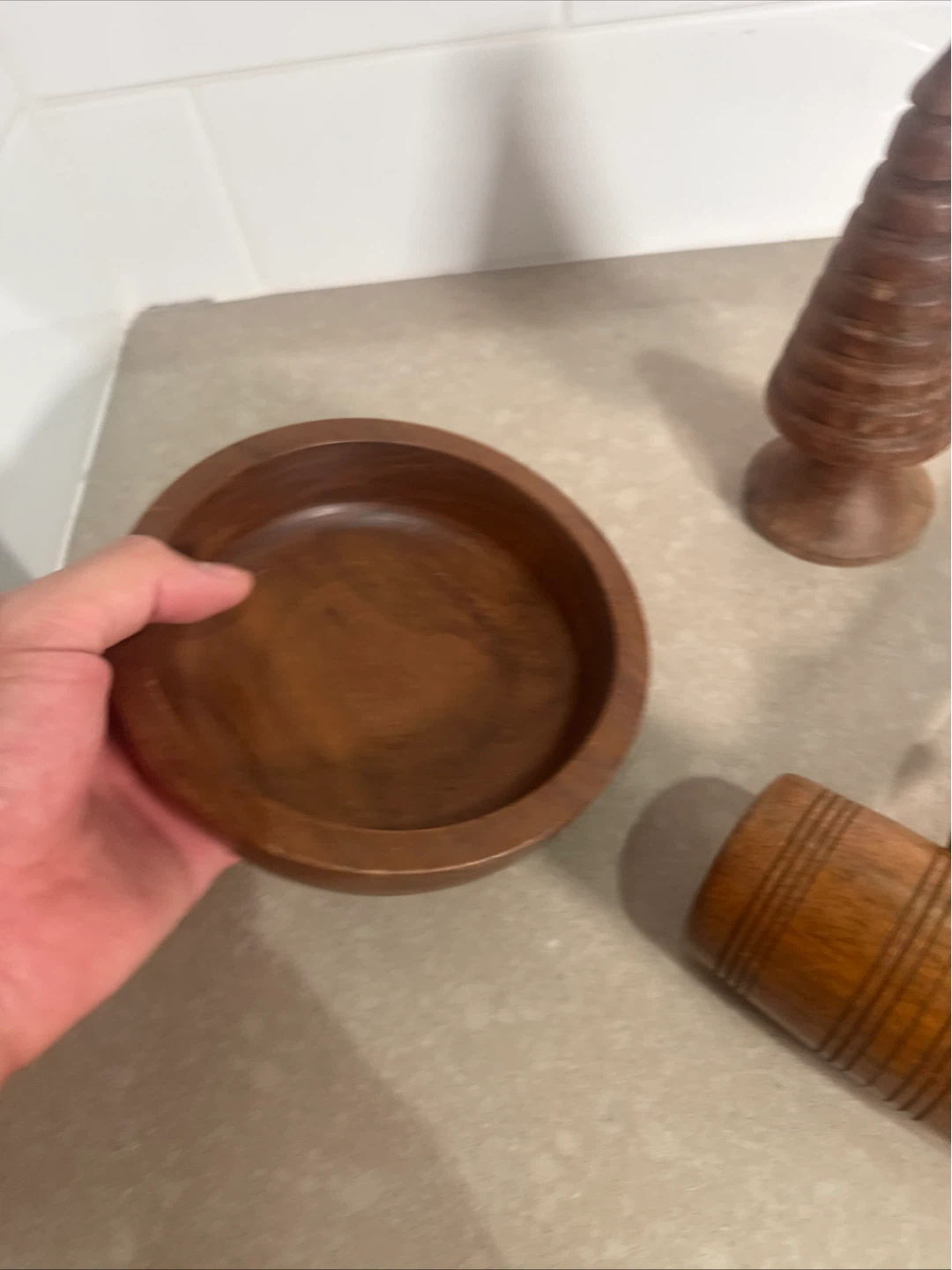 Vintage Hand-Carved Wooden Kitchen Set - photo 4