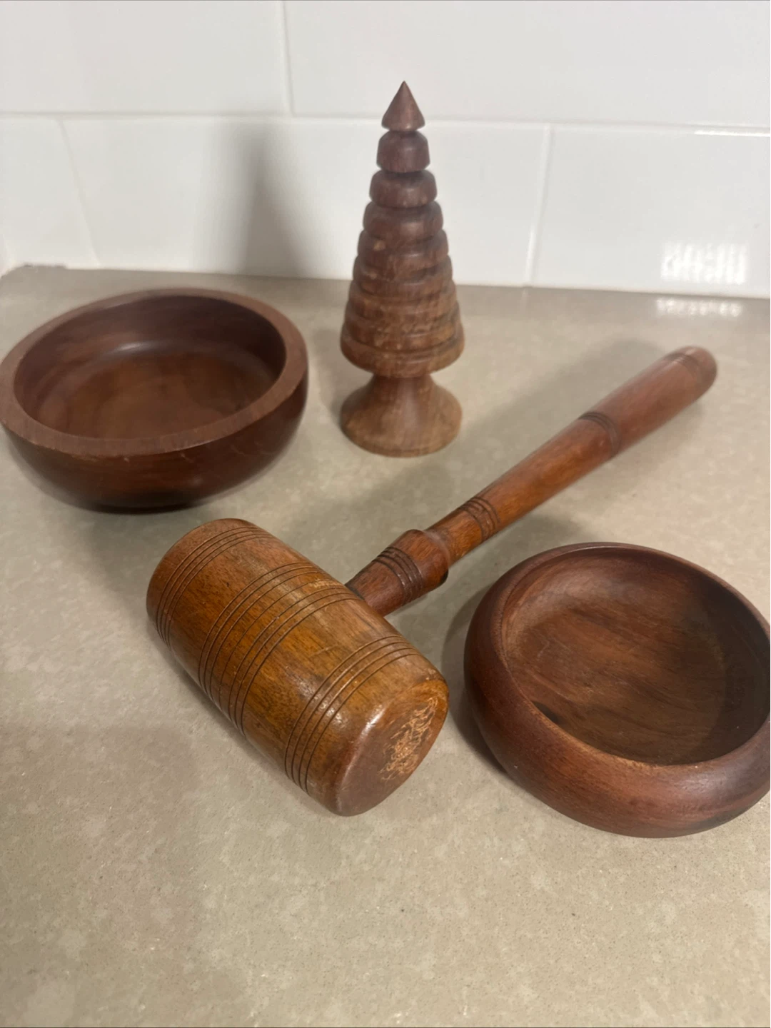 Vintage Hand-Carved Wooden Kitchen Set - photo 2