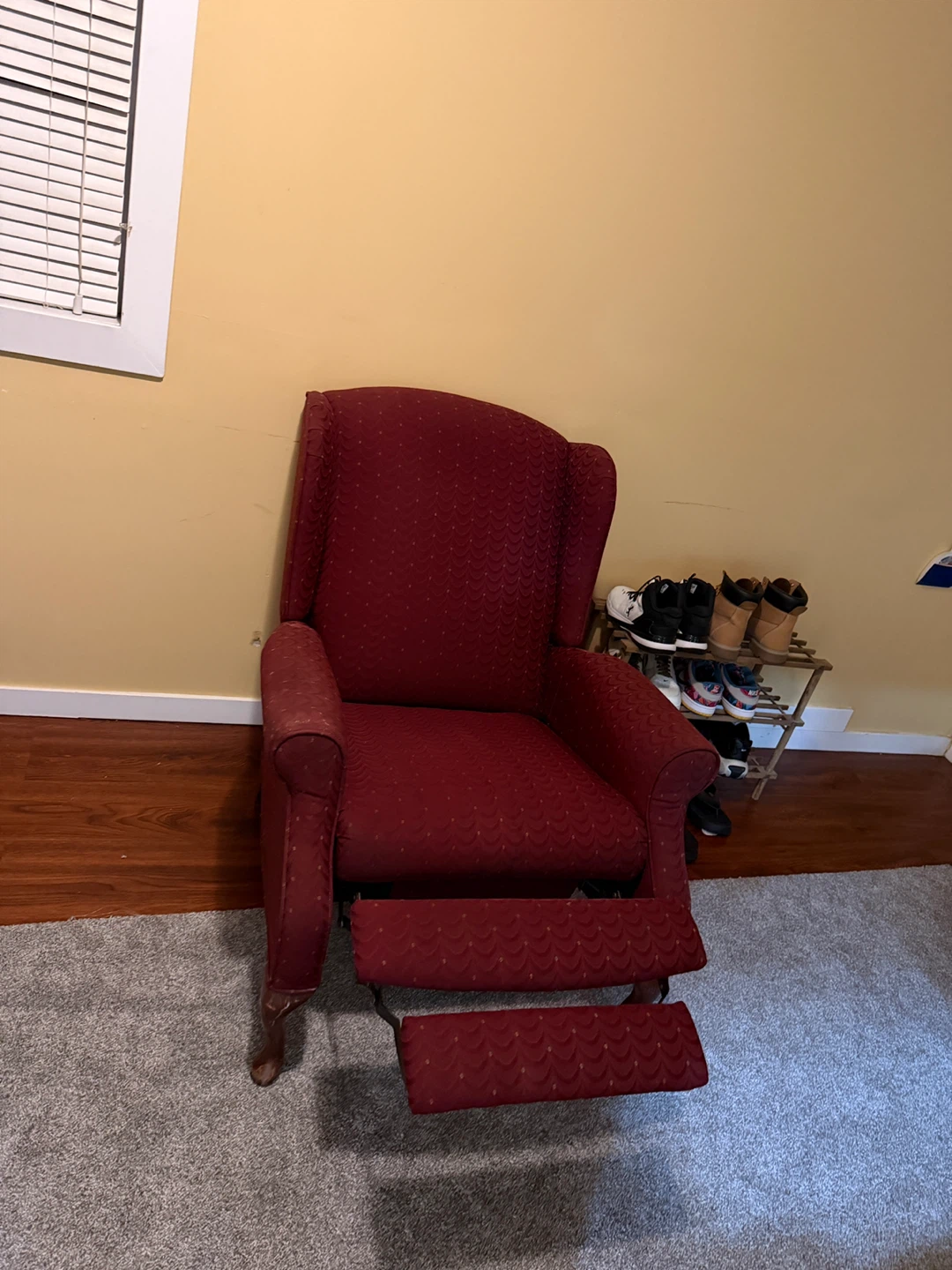 Floral Sofa cum bed and Red Wingback Recliner - photo 2