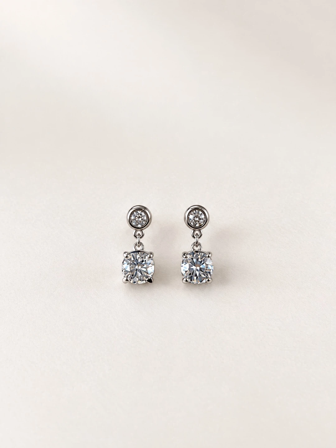 Swarovski Two-Stone Round Drop Earrings