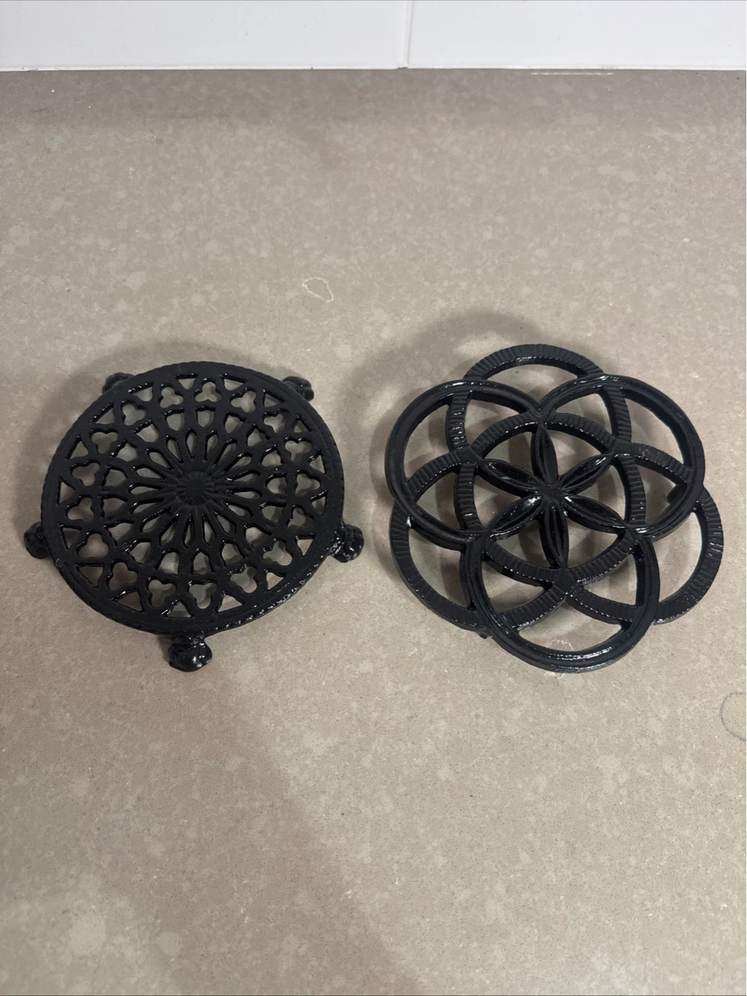 Set of 2 Decorative Cast Iron Trivets