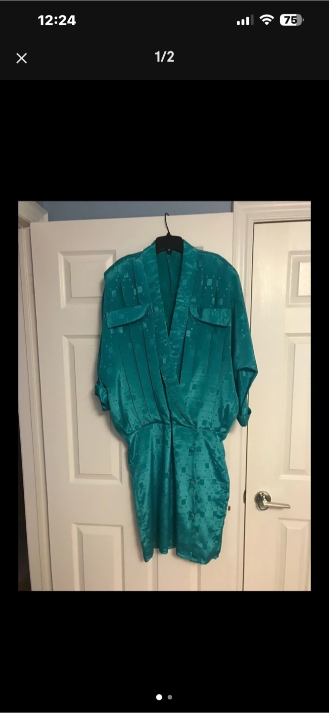 Vintage Teal Patterned Dress