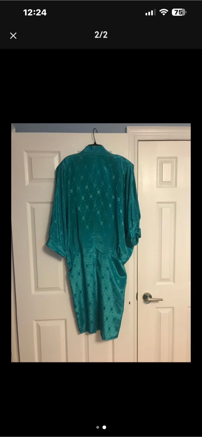 Vintage Teal Patterned Dress - photo 2
